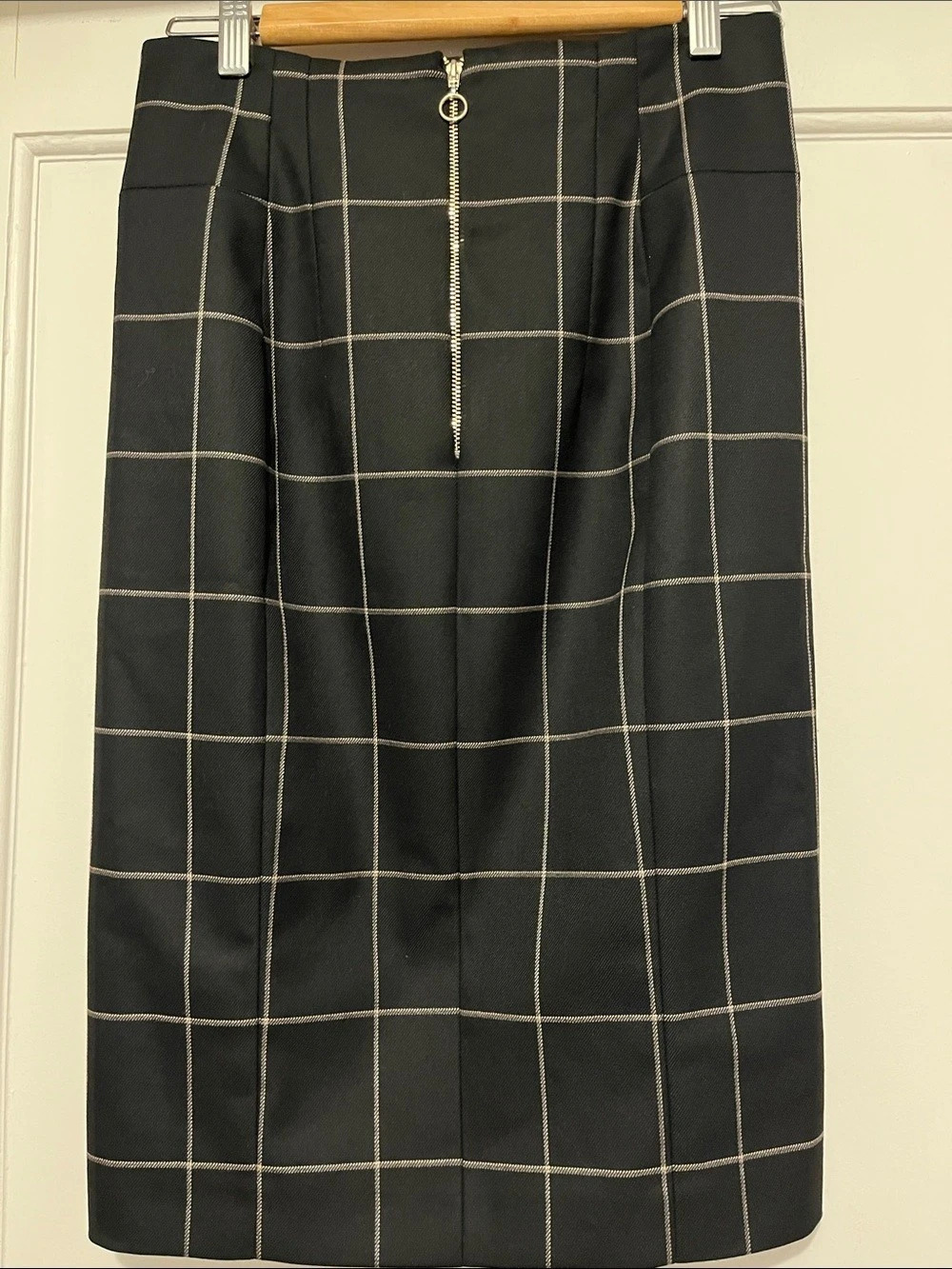 Marella Plaid Midi Skirt in Black & White Size 6